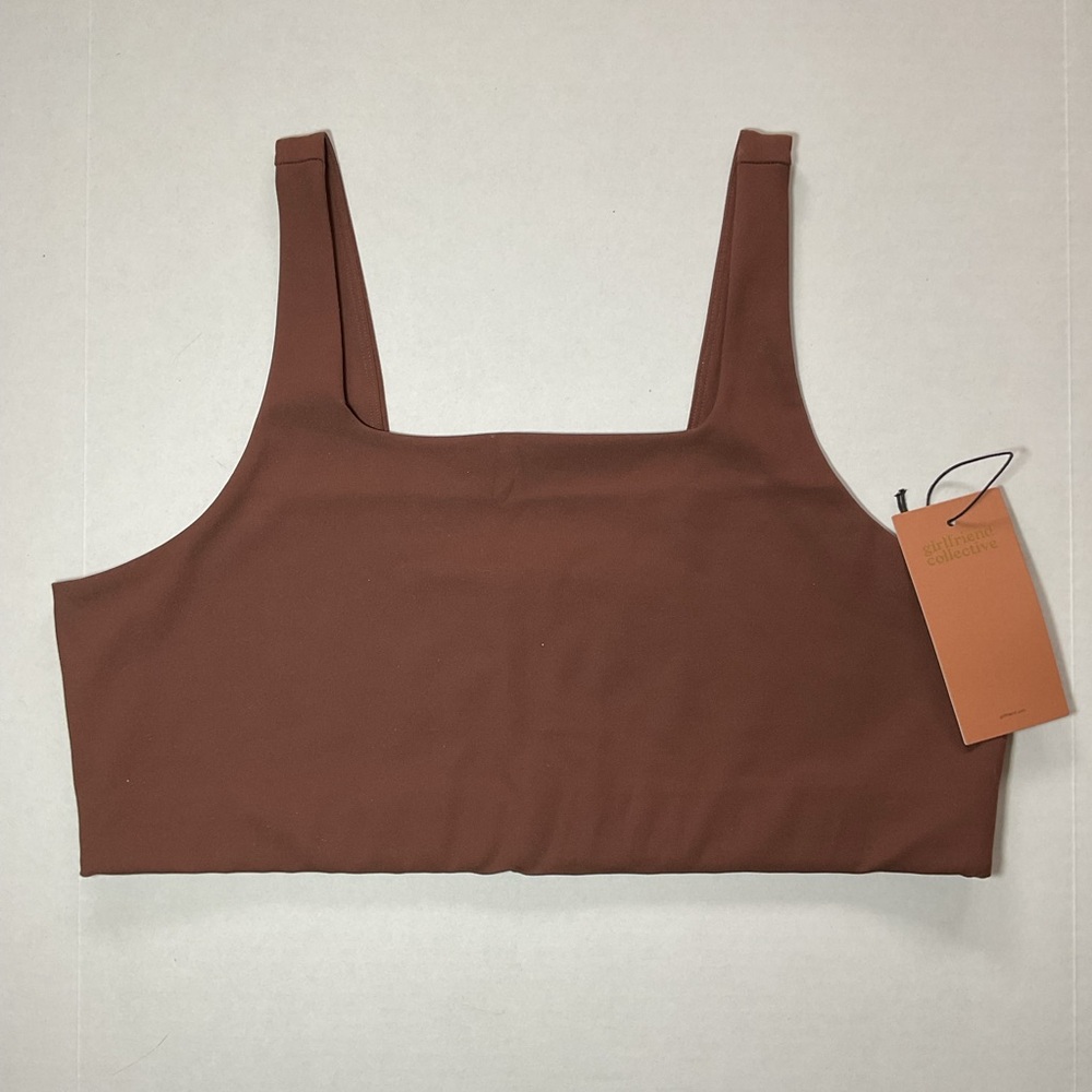 Girlfriend Collective XXXL Brown Tommy Cropped Bra Sports Bra